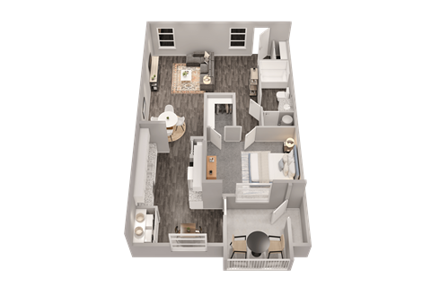 Floor plan for 1 bed, 1 bath, 823 sqft